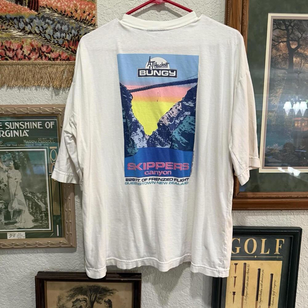 Vintage 80s/90s RARE AJ Hackett Bungy Jump Surfing Skater Shirt L/XL New Zealand